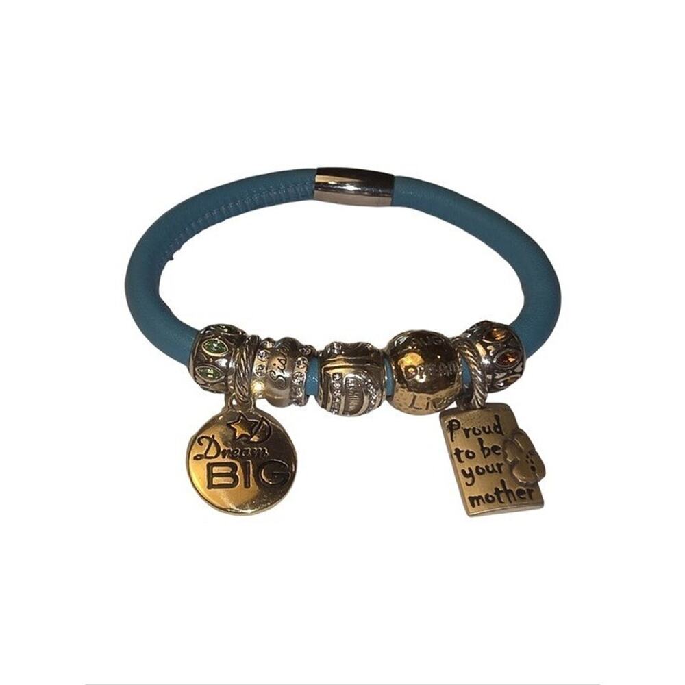 Brighton Blue Charm Bracelet Dream Big Mother Sister Mixed Metal Magnetic Clasp